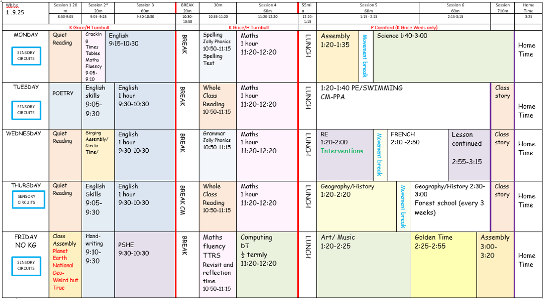 AUTUMNTERM TIMETABLE